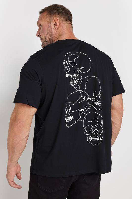 JACK & JONES Big & Tall Black 'Scully' Skull Graphic T-Shirt | BadRhino 2