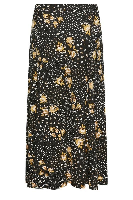 YOURS Curve Black & Yellow Mixed Print Pocket Detail Maxi Skirt | Yours Clothing 7