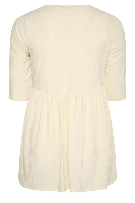 LIMITED COLLECTION Curve Cream Ribbed Smock Top_BK.jpg