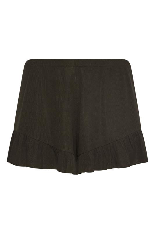 LIMITED COLLECTION  Black Frill Ribbed Pyjama Shorts | Yours Clothing 5