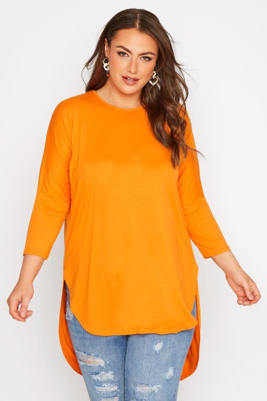 Plus Size  LIMITED COLLECTION Curve Orange Extreme Dip Back T-Shirt