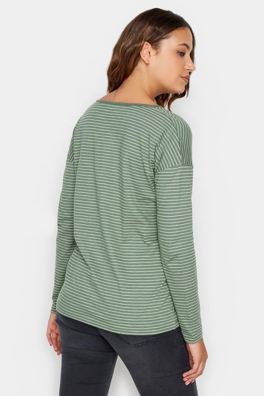 LTS Tall Sage Green V-Neck Long Sleeve Cotton T-Shirt | Long Tall Sally 3