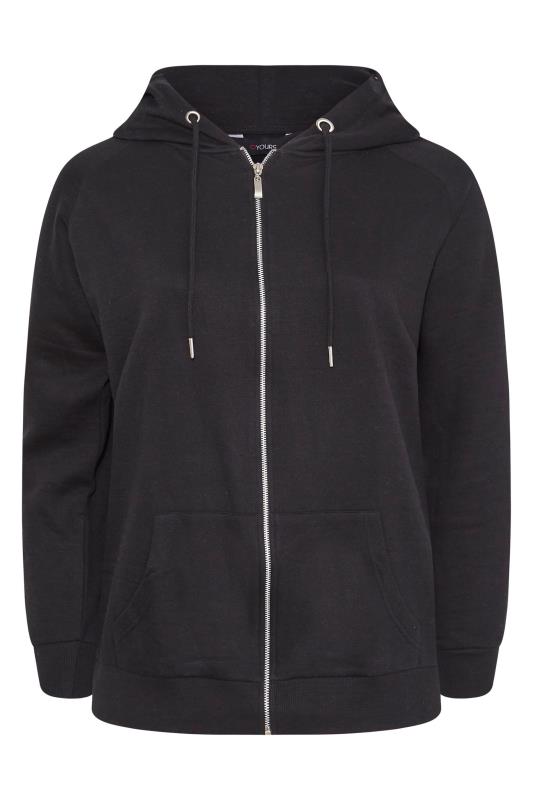 Plus Size Black Basic Zip Through Hoodie | Yours Clothing 6