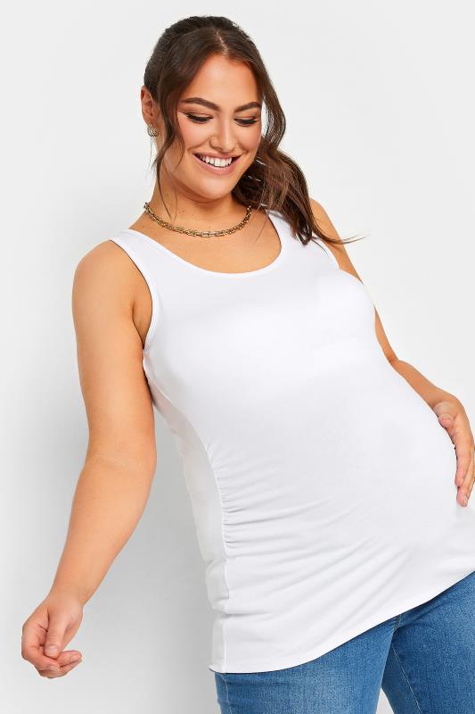 BUMP IT UP MATERNITY Plus Size Curve White Bralette Support Vest Top | Yours Clothing  1