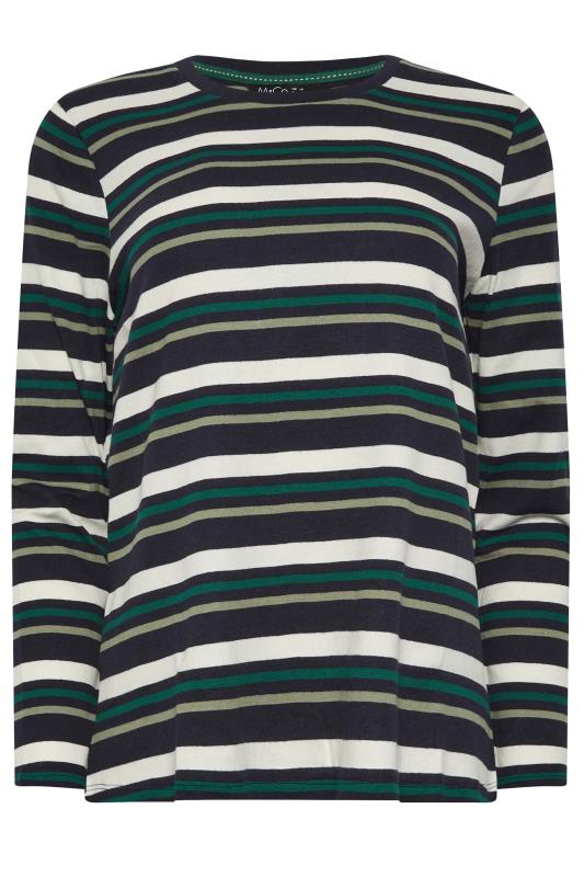 M&Co Green Teal Stripe Cotton Blend Long Sleeve Top | M&Co 6
