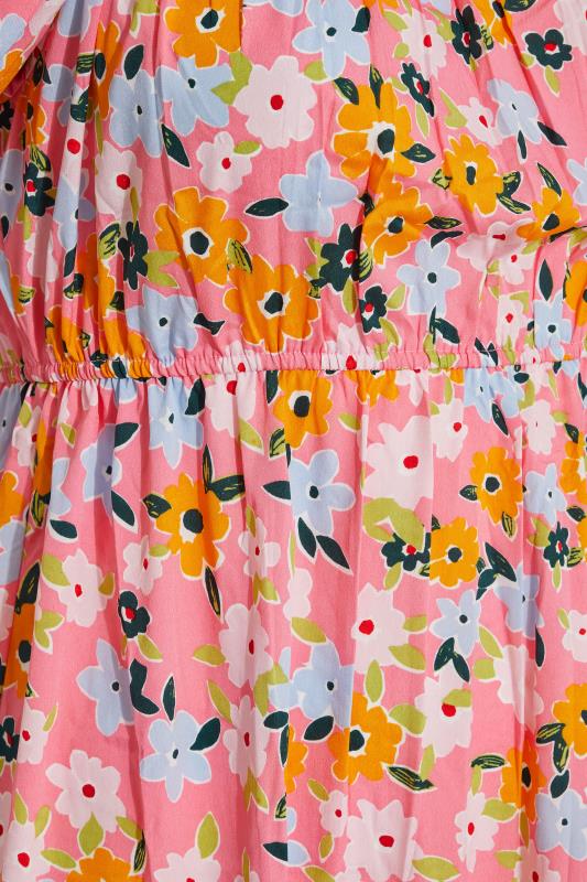 Plus Size Pink Floral Square Neck Midaxi Dress | Yours Clothing 5