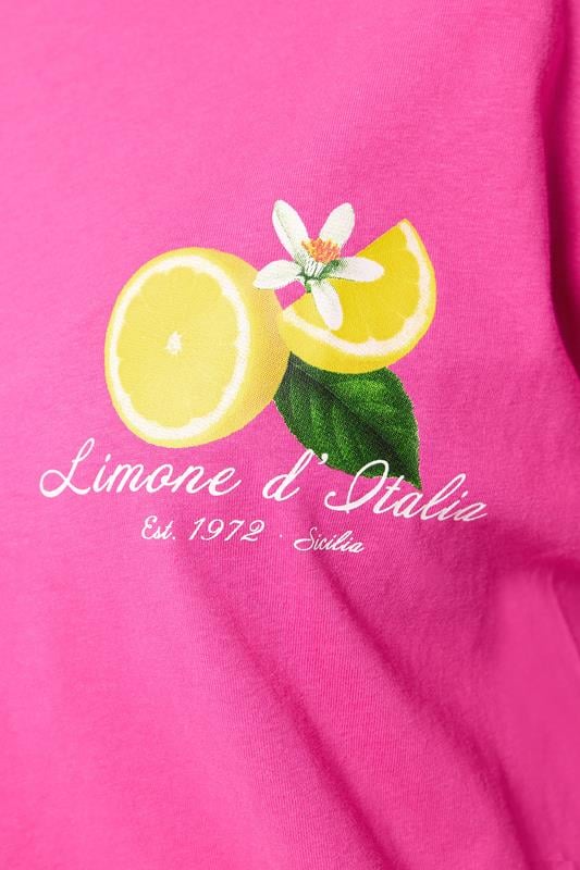 YOURS Plus Size Pink Lemon Back Print Graphic T-Shirt | Yours Clothing 4
