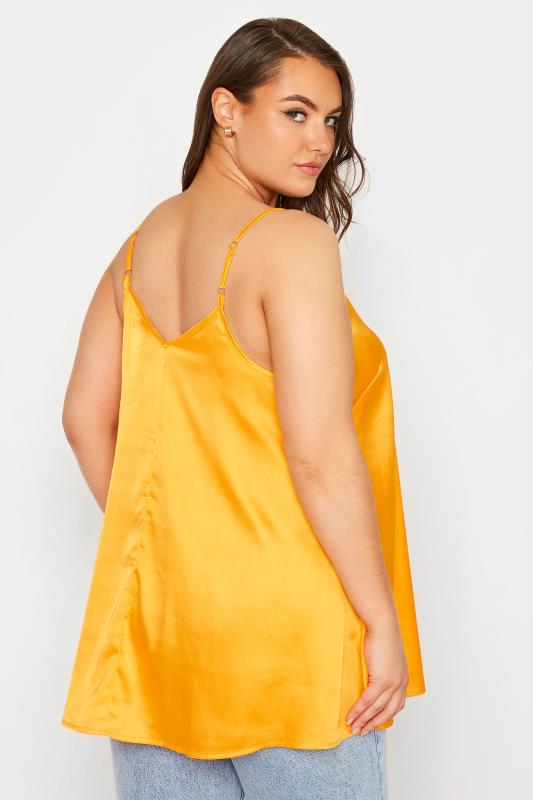 LIMITED COLLECTION Plus Size Bright Yellow Satin Cami Top | Yours Clothing  3