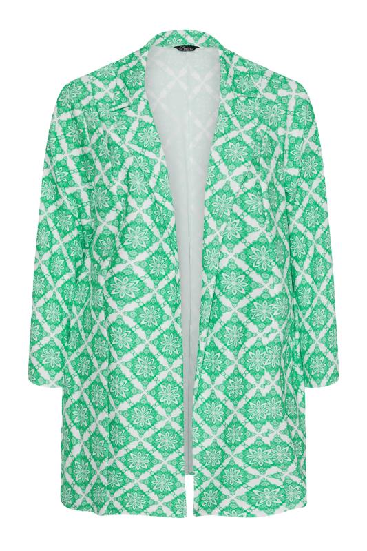 LIMITED COLLECTION Plus Size White & Green Tile Print Blazer | Yours Clothing 7