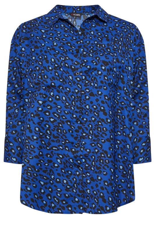 Plus Size Blue Animal Print Oversized Boyfriend Shirt | Yours Clothing 6