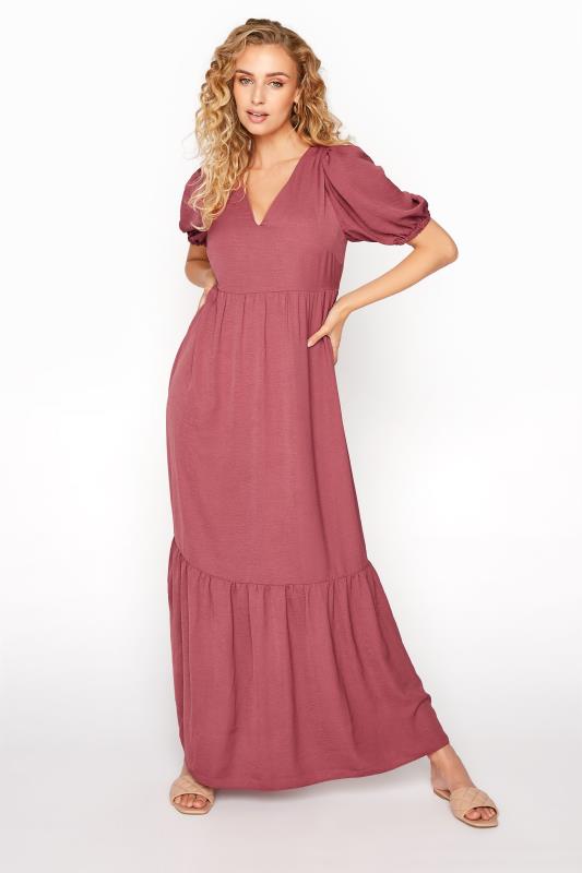 LTS Dusky Pink Tiered Smock Midaxi Dress | Long Tall Sally 1