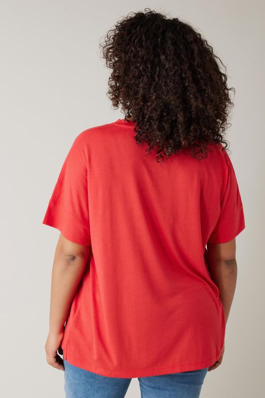 EVANS Plus Size Red V-Neck Modal Rich T-Shirt | Evans 3