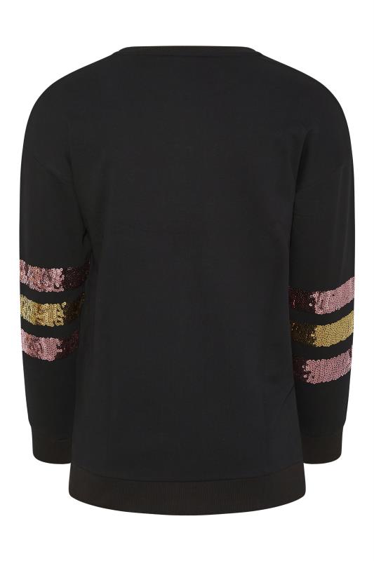 Plus Size Curve Black Sequin Sleeve Sweatshirt | Yours Clothing  7