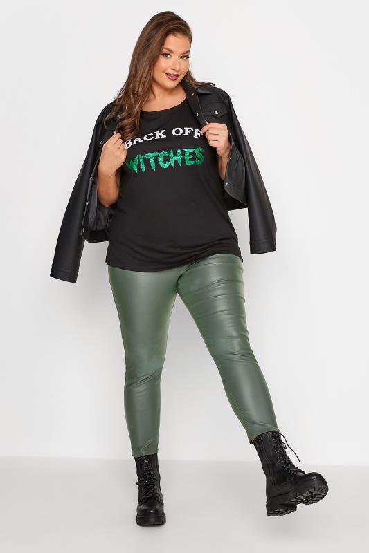 Plus Size Black 'Back Off Witches' Halloween T-Shirt | Yours Clothing 2