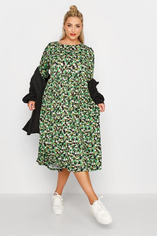 Plus Size  LIMITED COLLECTION Curve Green Floral Smock Dress