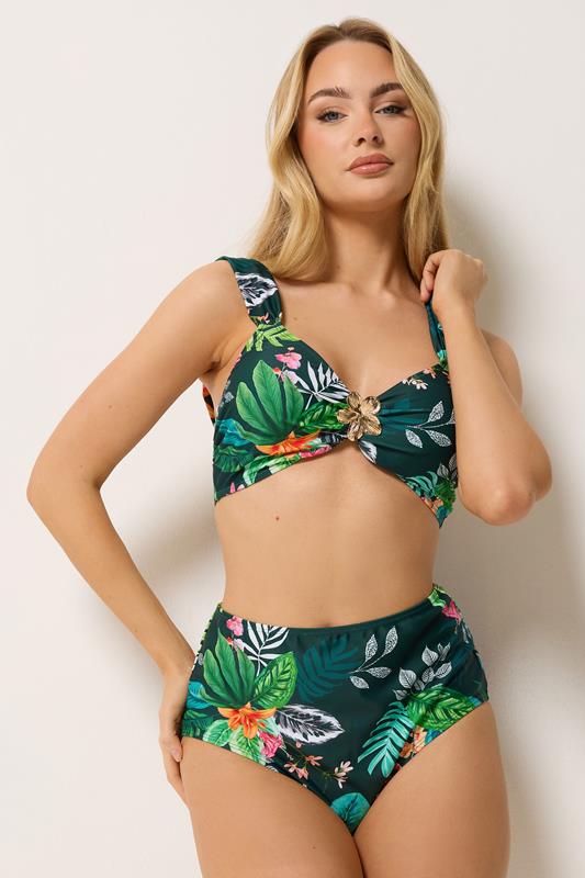 M&Co Haut de bikini vert à imprimé tropical