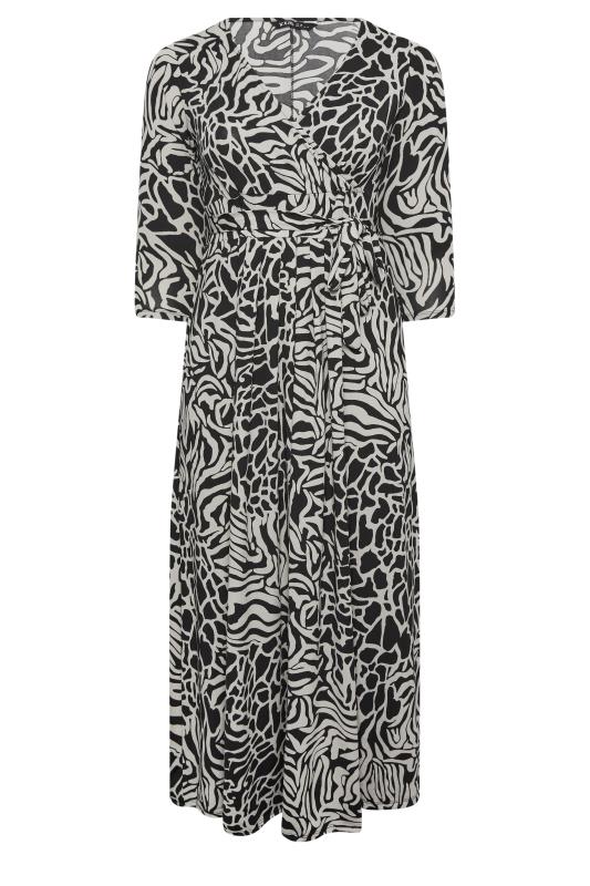 YOURS Plus Size Black Zebra Print Maxi Wrap Dress | Yours Clothing 5