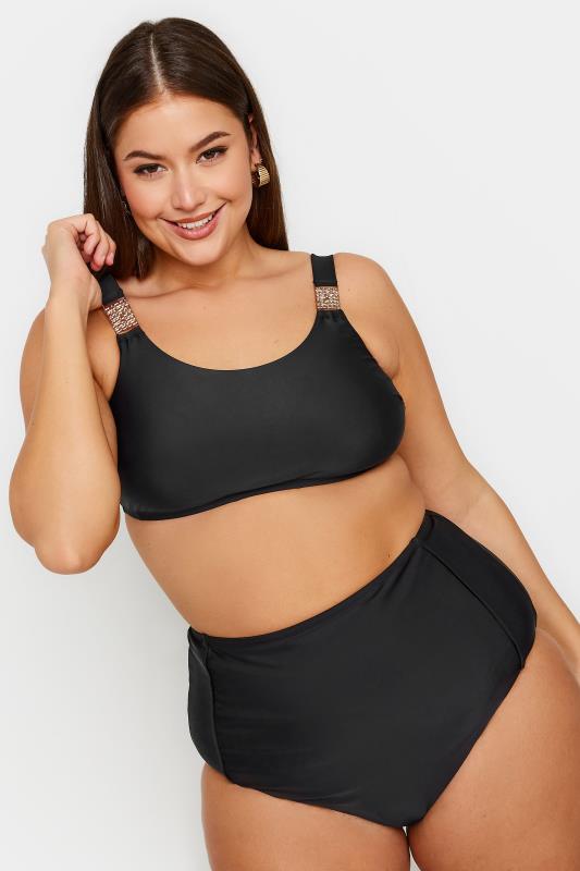 YOURS Plus Size Black Chain Detail Bikini Top | Yours Clothing 1