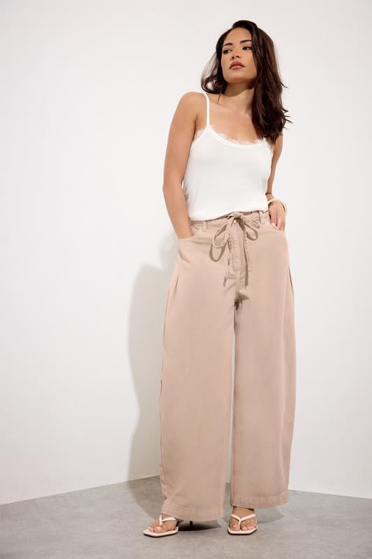  PixieGirl Petite Light Pink Tie Waist Wide Leg Jeans