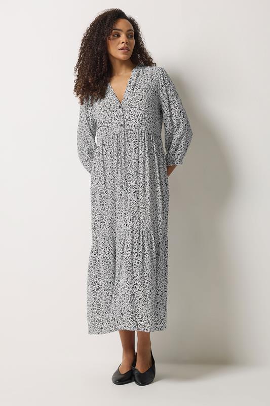 M&Co White Ditsy Floral Tiered Maxi Dress | M&Co 1