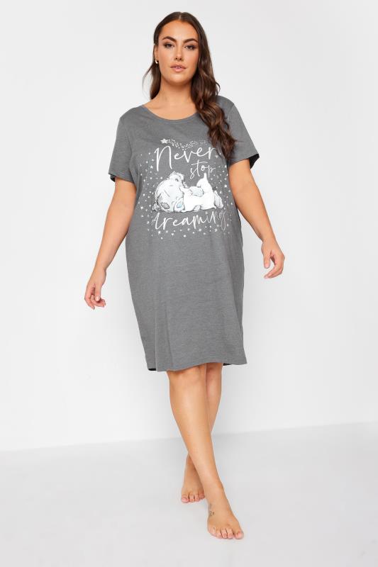 YOURS Plus Size Grey Tatty Teddy 'Never Stop Dreaming' Nightdress | Yours Clothing 2