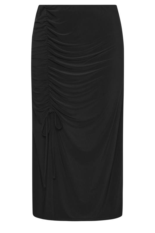 YOURS LONDON Plus Size Black Ruched Midaxi Skirt | Yours Clothing 5