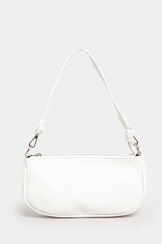 White Faux Croc Shoulder Bag | Yours Clothing 4