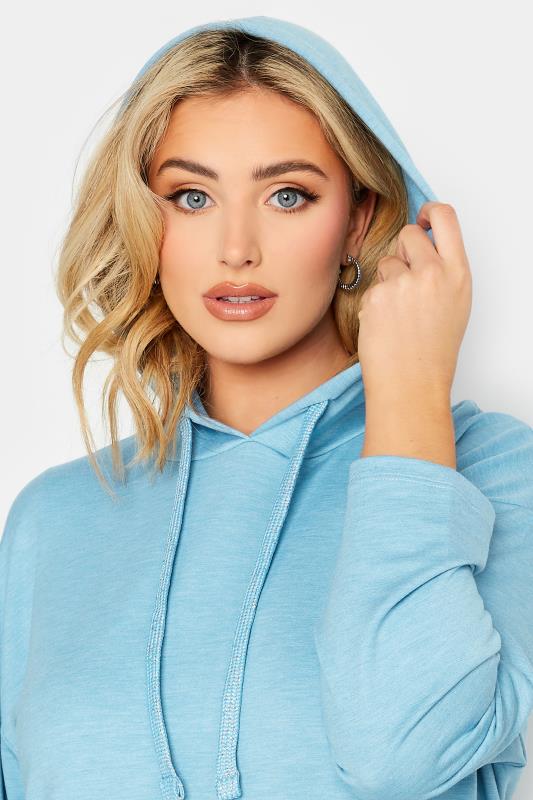 YOURS Plus Size Blue Metallic Cord Dipped Hem Hoodie | Yours Clothing 4