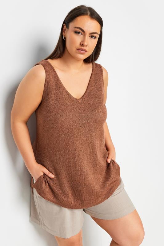 YOURS Plus Size Red Knitted Vest Top | Yours Clothing 1