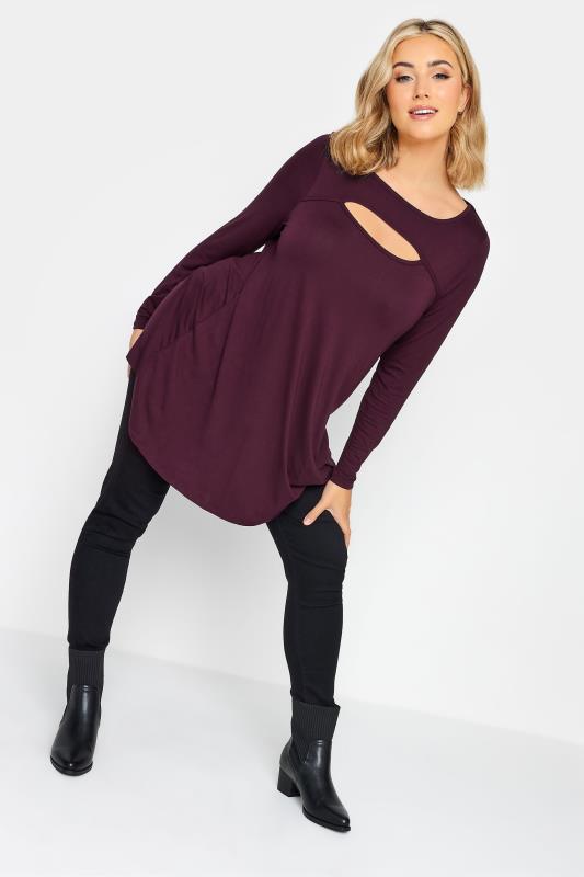 Plus Size Berry Red Cut Out Swing Top | Yours Clothing 2