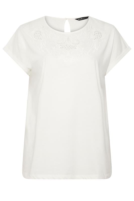  YOURS T-shirt à mancherons en broderie anglaise blanche
