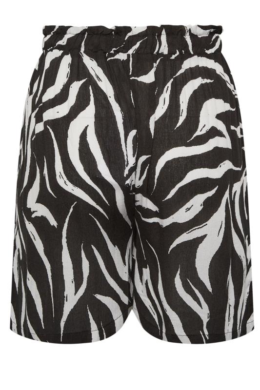 YOURS Plus Size Black Animal Print Tassel Beach Shorts | Yours Clothing 7