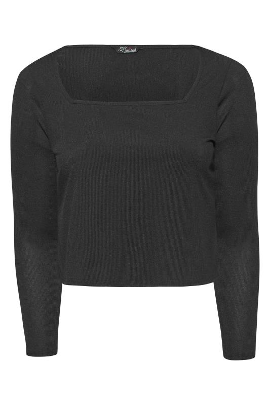 LIMITED COLLECTION Curve Black Ribbed Square Neck Crop Top 5