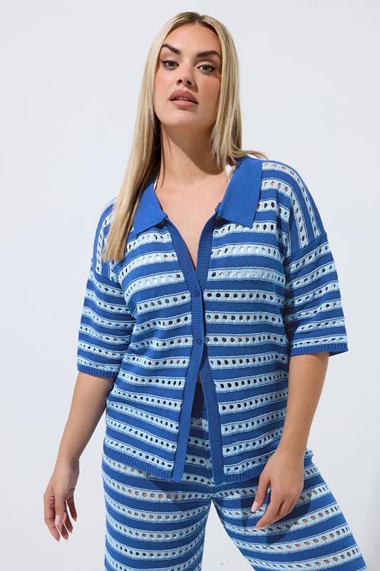  LIMITED COLLECTION Blauw Gestreept Gebreid Shirt