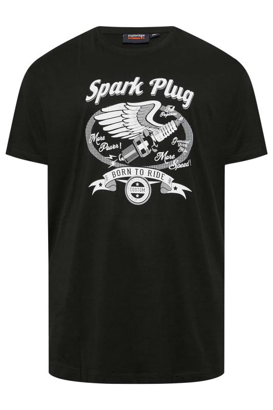 ESPIONAGE Big & Tall Black 'Spark Plug' Graphic Print T-Shirt | BadRhino 3