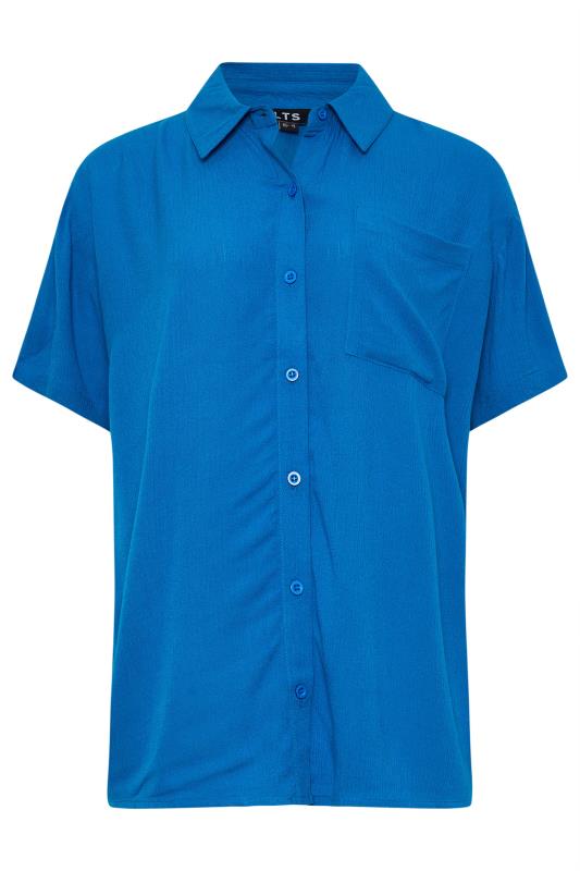 LTS Tall Women's Blue Crinkle Short Sleeve Shirt | Long Tall Sally  5