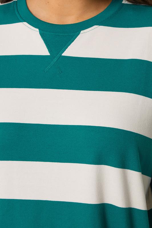YOURS Plus Size Teal Blue & White Stripe T-Shirt Dress | Yours Clothing 4