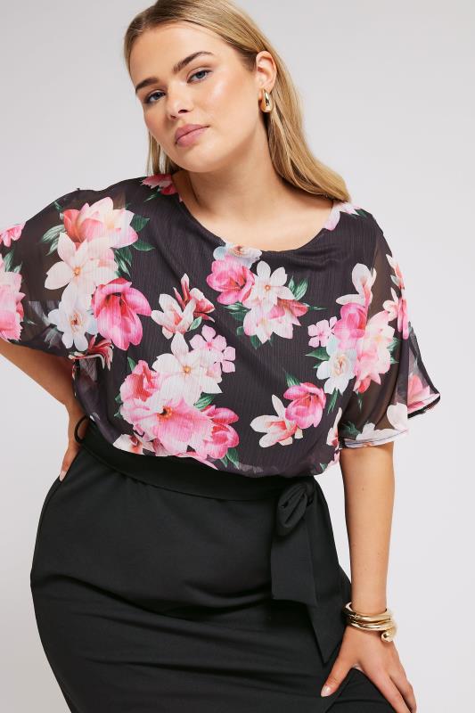 YOURS LONDON Plus Size Black Floral Print Dress | Yours Clothing 4