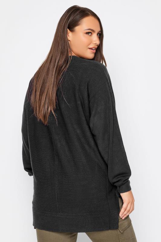 YOURS Plus Size Black Front Seam Detail Jumper | Yours Clothing 3