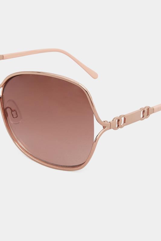 Plus Size Pink Oversized Link Detail Sunglasses | Yours Clothing 4