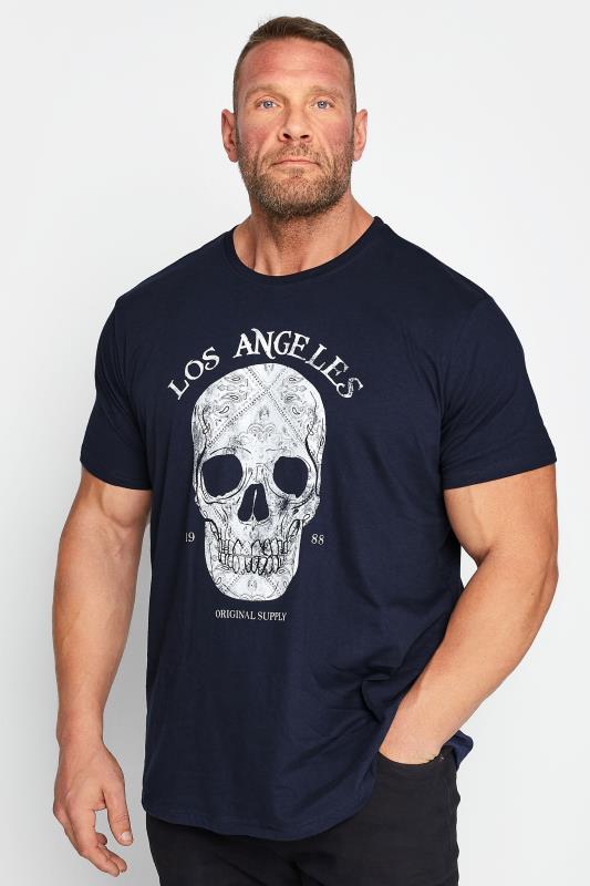 BadRhino Big & Tall Navy Blue Skull T-Shirt 1