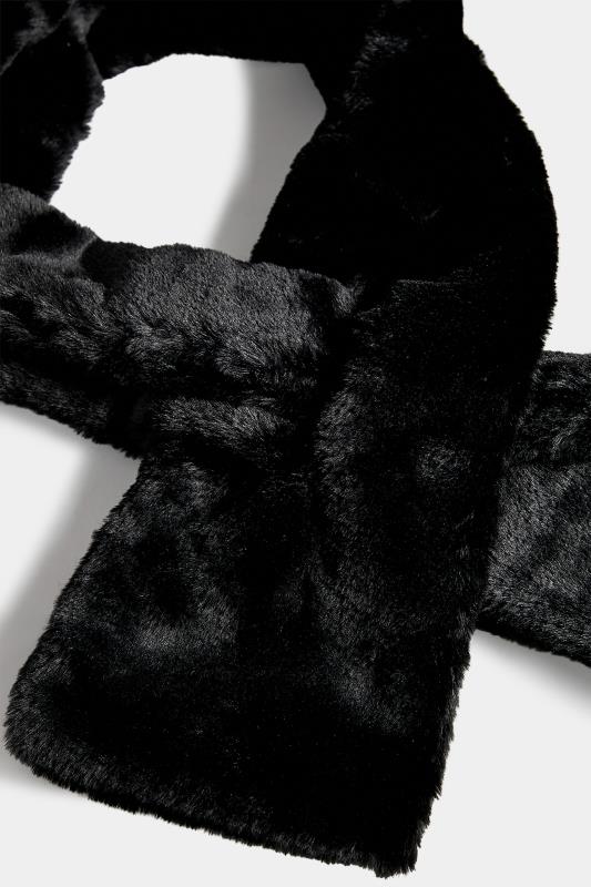 Black Faux Fur Scarf | Yours Clothing 4