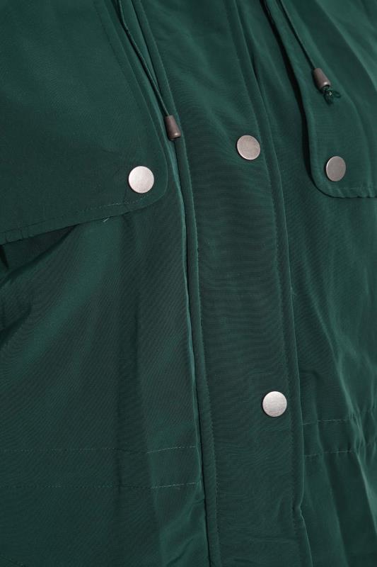 Curve Green Plush Parka Coat 5