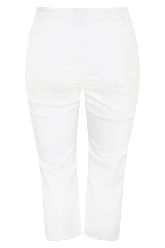 Plus Size White Stretch Wide Leg Cropped Jeans | Yours Clothing 8