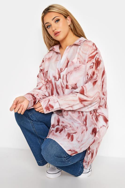LIMITED COLLECTION Curve Pink Marble Print Oversized Shirt_D.jpg