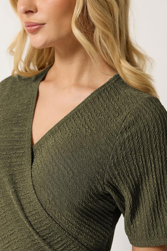 M&Co Khaki Green Textured Wrap Top | M&Co 5