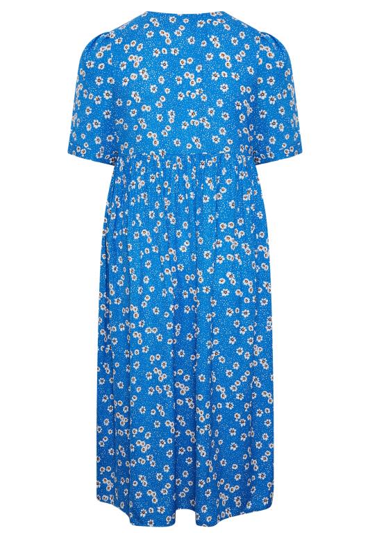 YOURS Plus Size Blue Daisy Print Smock Dress | Yours Clothing 8