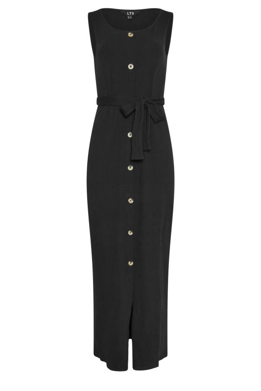LTS Tall Women's Black Ribbed Button Through Maxi Dress | Long Tall Sally 5