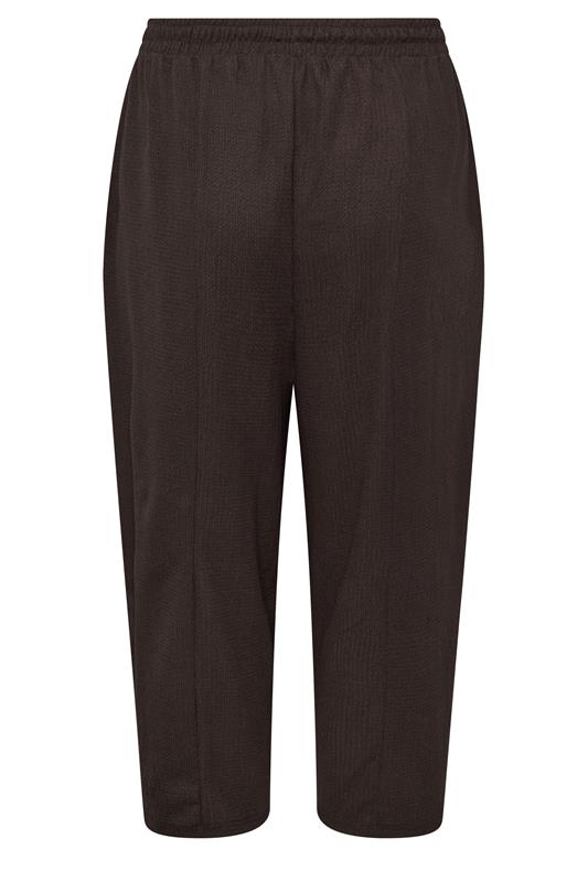 YOURS Plus Size Chocolate Brown Crinkle Barrel Trousers | Yours Clothing 2