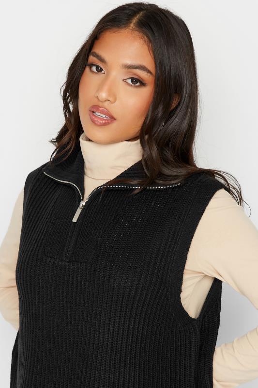 Petite Black Zip Longline Knitted Vest Top | PixieGirl 4